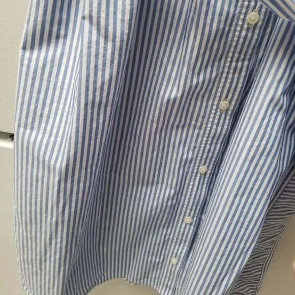 NWT J. Crew Sleeveless Striped Poplin Dress Cotton  Blue White 2x - Picture 8 of 9